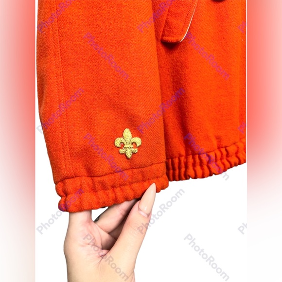 COURREGES Paris Hyperbole Vintage 1970’s Orange Wool Jacket Collared Outerwear - Picture 9 of 15